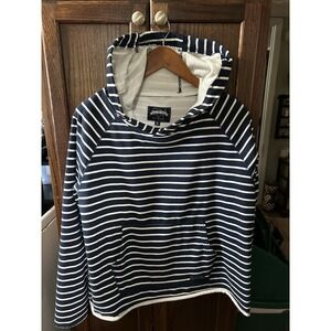 State Of Mind Hoodie‎ Navy Blue And White Stripe W/red Lettering "Louisiana "